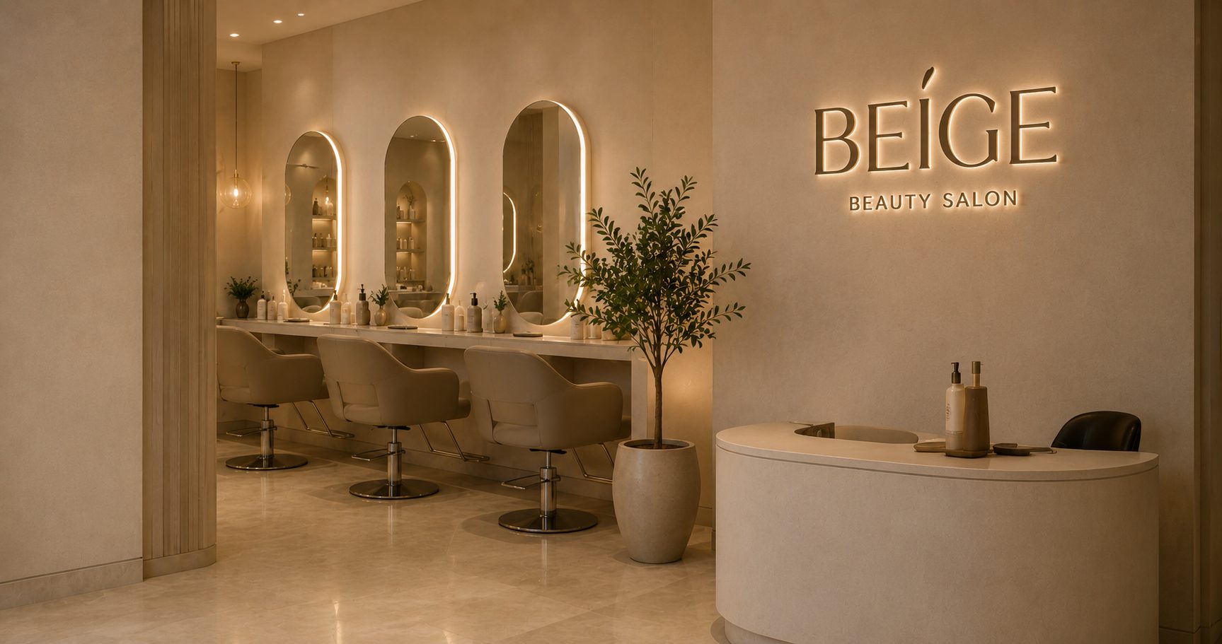 Beige Beauty salon mirrors